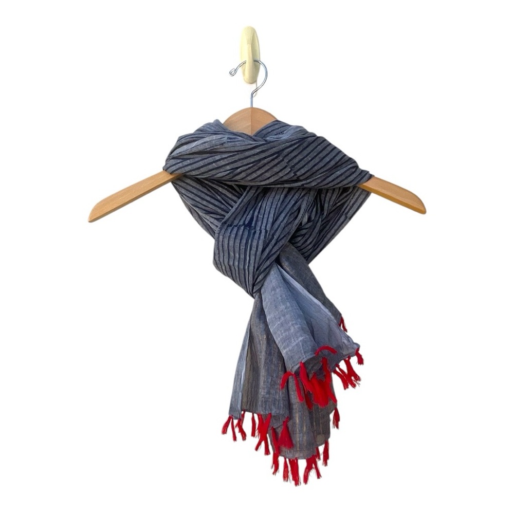 Dolma Blue, Gray & Gold Tassel Scarf – NEW with Tags - Picture 8 of 10